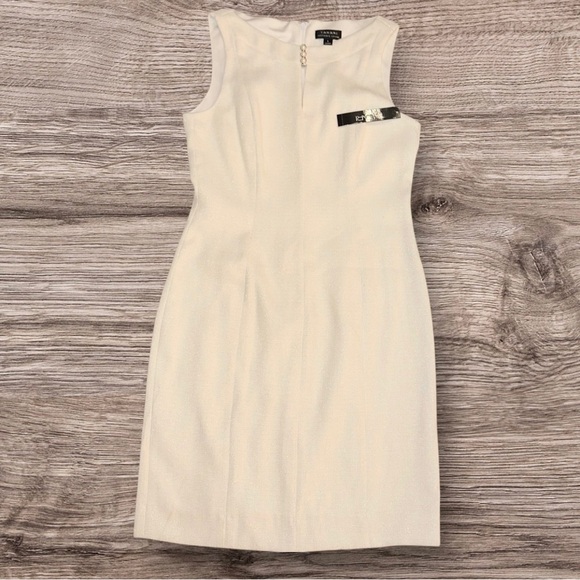 TAHARI ASL Women’s Metallic Sheath Sleeveless Ivory Dress ~ Size 6 ~ NWT - Picture 3 of 9